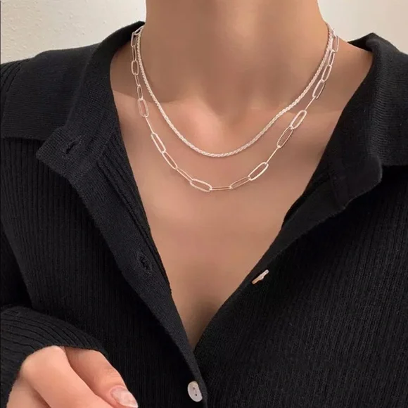 S925 2PC/SET SPARKLING CHAIN CHOKER NECKLACE - Picture 8 of 16